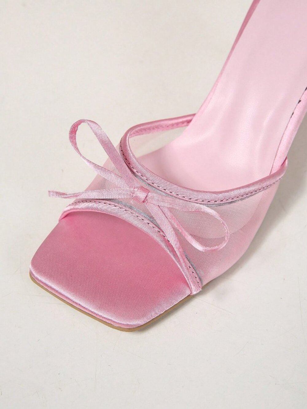 Pink Mesh Breathable Open Toe Stiletto Women's High Heel Sandals - Picture 7 of 8